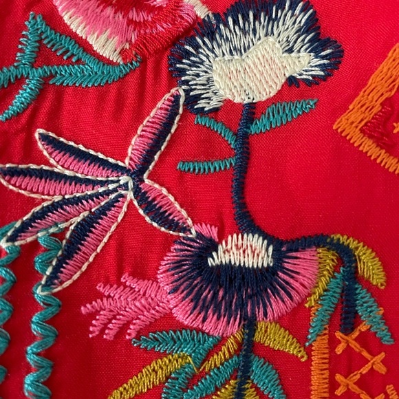 Higustar Embroidered Short Sleeve V Neck Boho Mexican Style Blouse Peasant Tops - Picture 8 of 10